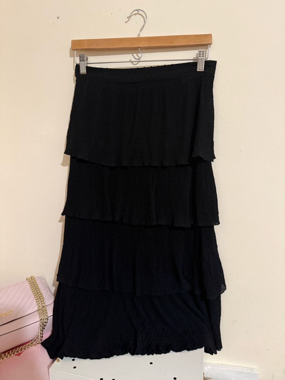 Zara Black Tiered Midi Skirt